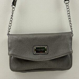 Nine West Women’s Silver Gray Crossbody Purse Clutch Bag